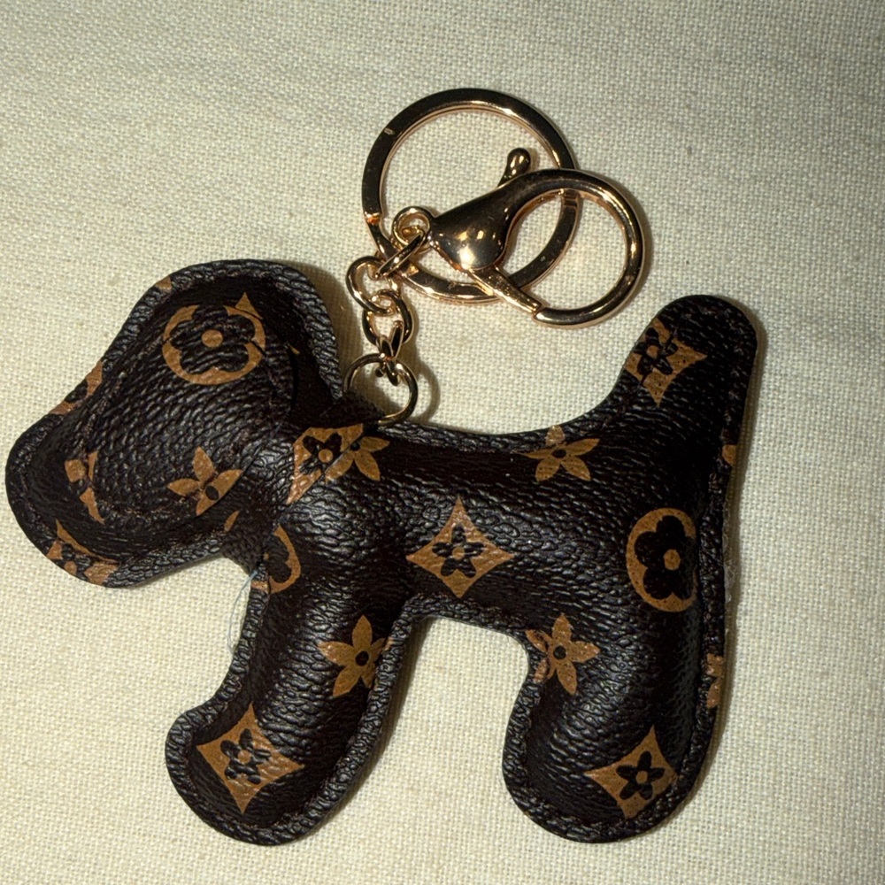 Luxury Brown and dark brown  Dog Keychain